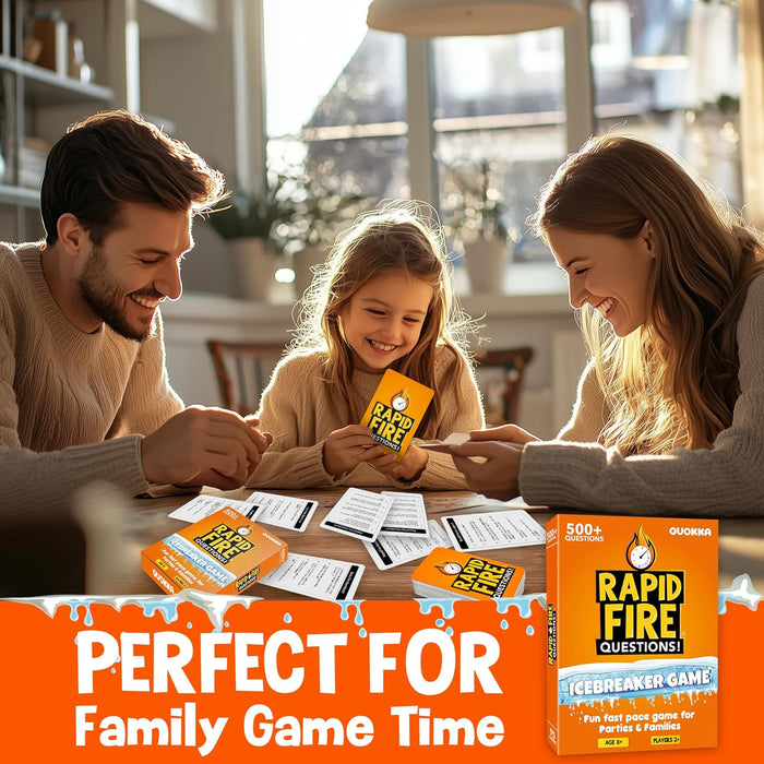 QUOKKA Icebreaker Cards with 500+ Questions - Adults Kids Family Conversation Cards Game - Break The Ice Family Game for Kids 8-12 - Perfect for Family or Adults Game Night I Travel Version