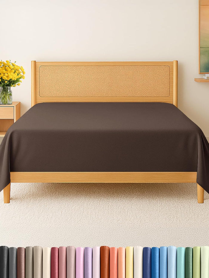 King Size Flat Sheet - Hotel Quality Top Flat Bed Sheet Only - Ultra-Soft, Comfy, Breathable & Cooling - Fade & Wrinkle Free - Easy-Care, Stain & Shrink Resistant Bedding - Easy-Fit & Oeko-Tex - Brown