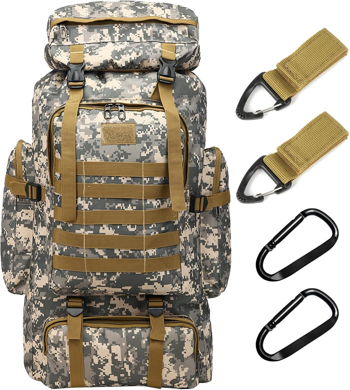 70L Hiking Backpack for Men, Waterproof Lightweight Camping Backpack, Military Rucksack with Molle, 3-Day Assault Pack for Travel, Climbing, Outdoor Sports(Black)