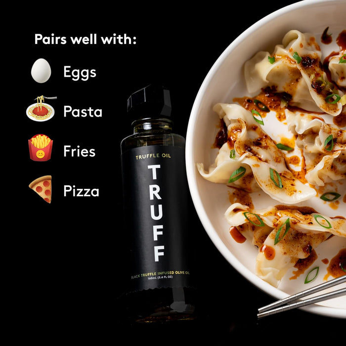 TRUFF Black Truffle Oil - Black Truffle Infused Olive Oil - Gourmet Dressing, Seasoning, Marinade, or Drizzle, Non-GMO, Gluten-Free, 5.6 fl.oz