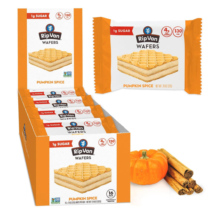 Rip Van Keto Wafer Cookies - Healthy Snacks - Non GMO Snack - Keto Snacks - Low Carb, Low Sugar (2g), Low Calorie and Vegan Snack - 16 Count (Dark Chocolate Peanut Butter)