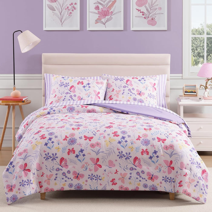 Full Size Comforter Sets with Sheets for Girls-7 Pieces Full Size Bedding Sets with Pink Comforter, Sheets, Pillowcases & Shams for Kids (Pink Diamond, 76" X 86")