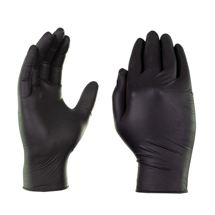 AMMEX Black Nitrile Exam Gloves, Box of 100, 3 Mil, Size Small, Latex Free, Powder Free, Textured, Disposable, Non-Sterile, Food Safe, ABNPF42100BX