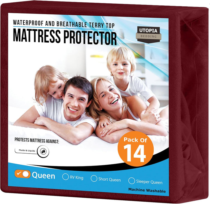 Utopia Bedding Waterproof Mattress Protector Twin Size, Premium Terry Mattress Cover 200 GSM, Breathable, Fitted Style with Stretchable Pockets (White)