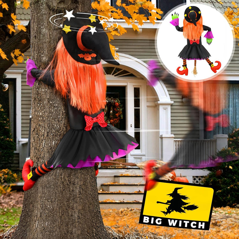 Halloween Decorations Outdoor Crashing Witch: Flying Crashed Witches Hanging into Tree - Halloween Decor for Yard Garden Porch