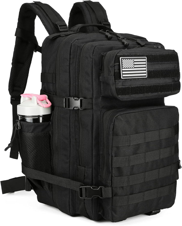 45L Tactical Assault Backpack 3 day assault pack with Molle Waterproof backpack Rucksack for Tactical Backpacks (Black Rose)
