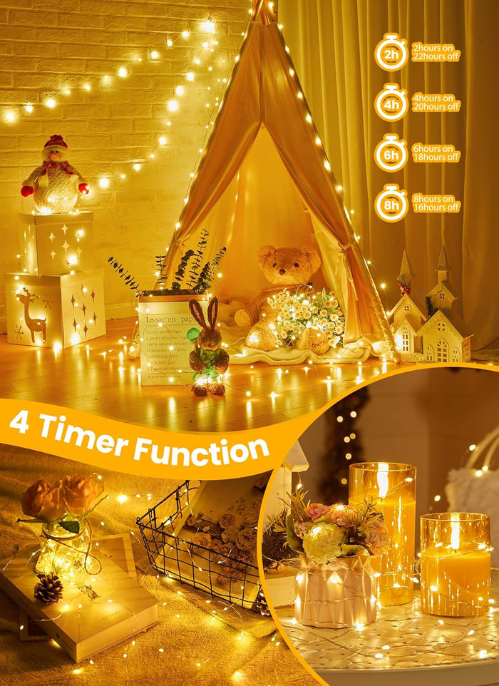 Minetom Fairy Lights with Remote, 66 Feet 200 Led Firefly String Lights Plug in for Bedroom Home Wall Ceiling Christmas Tree Wreath Craft Wedding Party Indoor Outdoor Decoration, Warm White