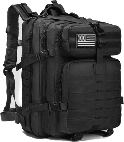 Tactical Military Backpack for Men and Women, 45L Gym Backpacks, 3-Day Assault Pack Bug Out Bag Large MOLLE Daypack for Rucking Hiking Fishing Camping(Black)