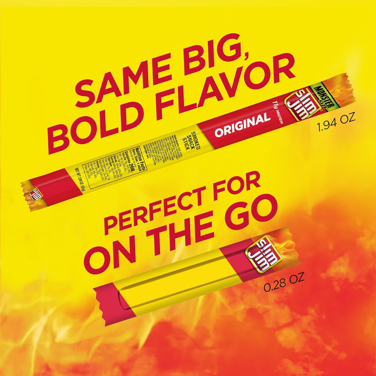 Slim Jim Smoked Meat Sticks, Original Flavor, 6g Protein Per Serving, Snack Size, Stocking Stuffer, 0.28 oz. (46 Count)