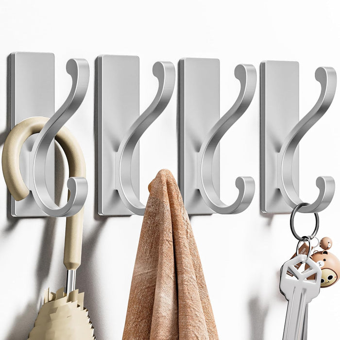 6 Pack Self Adhesive Coat Hooks - Gold Wall Hooks Wall Mount for Clothes, Towel, Robes, Keys, Purse, Backpack, Heavy Duty Hooks for Door Kitchen Bathroom Shower Rental Houses, Hold 13lbs.