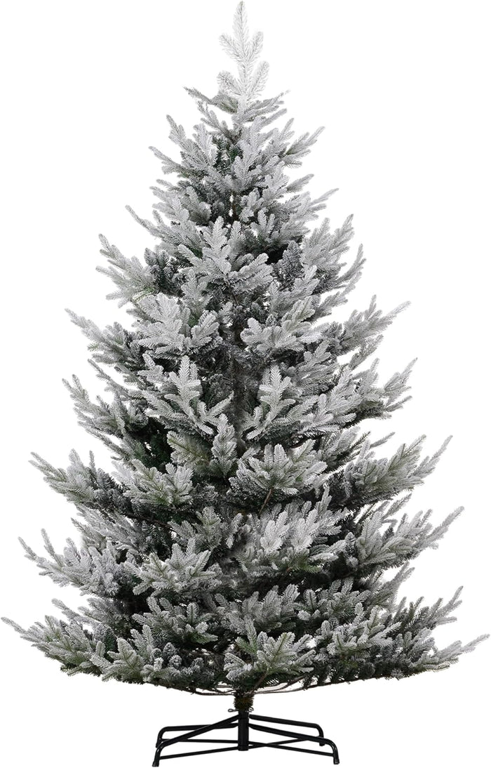 HOMCOM 7.5 Foot Artificial Christmas Tree, Pine Hinged Xmas Tree with 1218 Realistic Branches, Steel Base, Auto Open, Green