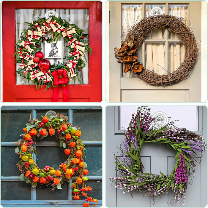 VIS'V Wreath Hanger Wreath Hooks Large Suction Cup Clear 2 Pcs