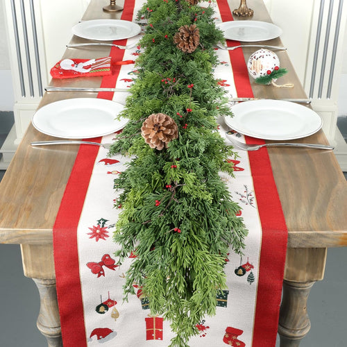 6 Ft Real Touch Christmas Garland,Thick and Lush，Soft Bendable, Lifelike Cedar Garland Realistic, Garlands for Decoration Christmas，Christmas Garland for Mantle,Outdoor Indoor Christmas Decorations