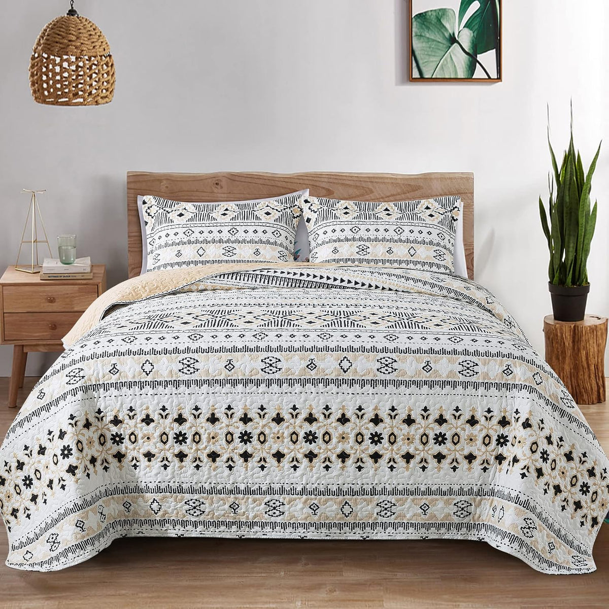 BEDIFANY Cotton King Size Quilt Sets, Lightweight King Quilt Bedding Set (98 x 106 inch) Garden Style Floral Bedspread King Size Coverlet Set for Bed Decorations - All Seasons, 3 Pieces