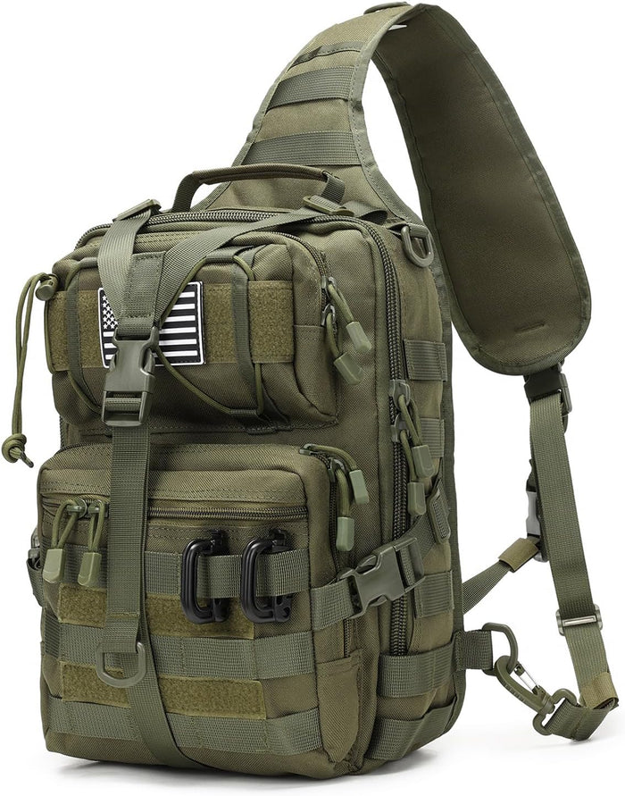 Tactical Sling Bag Backpack Military Rover Shoulder Sling Pack EDC Molle Range Bag Crossbody Chest Pack (Black)