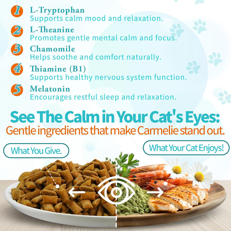 Cat Calming Treats, 500 Crunchy & Creamy Calming Cat Treats with Melatonin, Chamomile for Cats Stress and Anxiety Relief - Travel, Boarding, Vet Visits, Separation Anxiety, Chicken and Krill Flavored