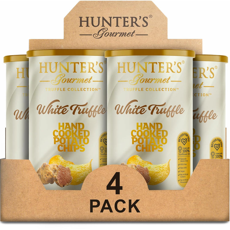 Hunter's Gourmet Hand-Cut Chips | Free from Preservatives & Artificial Colors | Cholesterol-Free | Himalayan Pink Salt Crisps | Great for Special Occasions | Non-GMO | Pack of 4 | 40g