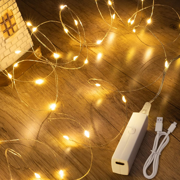 Lipstick Rechargeable Fairy Lights Battery Operated, Twinkle Lights with Timer, Mini LED String Lights for Bedroom, Christmas Decorations, Wedding, Vine, Centerpiece Table Decor (5M/16FT Warm White)