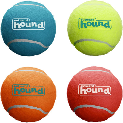 Outward Hound Squeaker Ballz 4-Pack Tennis Ball Dog Toys with Squeaker, Interactive Fetch Play for Pets Under 50 lbs, Training Balls for Indoor & Outdoor Exercise, Medium, 2.5-inch