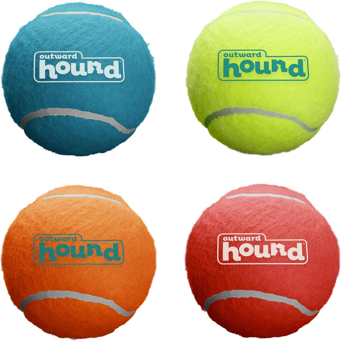 Outward Hound Squeaker Ballz 4-Pack Tennis Ball Dog Toys with Squeaker, Interactive Fetch Play for Pets Under 50 lbs, Training Balls for Indoor & Outdoor Exercise, Medium, 2.5-inch
