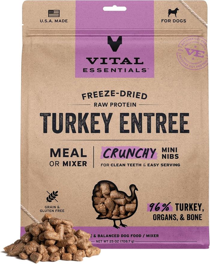 Vital Essentials Freeze-Dried Raw Chicken Meal or Mixer Dog Food Crunchy Mini Nibs, 25 oz