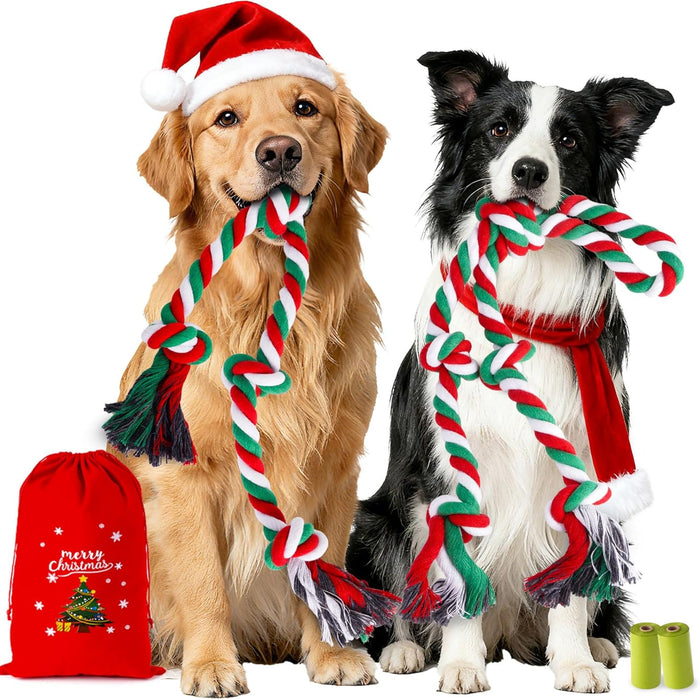 Heavy Duty Dog Rope Toys for Aggressive Chewers, Tough Tug of War Dog Toys for Large, Medium & Small Dogs – 5 Pack Including 2 Ropes & 3 Supplies