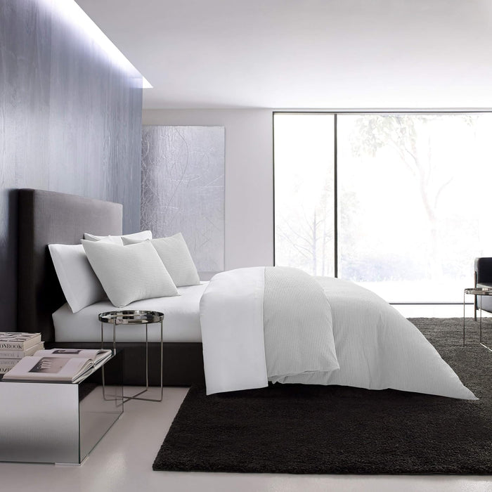 Vera Wang - Queen Comforter Set, Luxury Cotton Bedding with Matching Shams, Medium Weight & Ideal for All Seasons (Waffle Pique Queen, White)