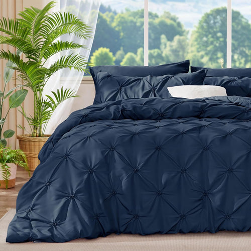 BEDELITE Pink Comforter Set Queen - 3 Pieces Boho Pintuck Bedding Comforter Sets, Lightweight Soft & Warm Bed Comforter Queen with 2 Pillowcases for All Season