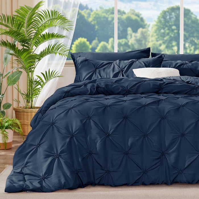 BEDELITE Pink Comforter Set Queen - 3 Pieces Boho Pintuck Bedding Comforter Sets, Lightweight Soft & Warm Bed Comforter Queen with 2 Pillowcases for All Season