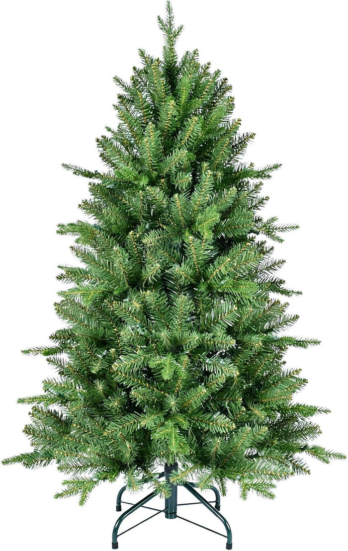 5 FT Artificial Christmas Tree with 1020 PE&PVC Mixed Branch Tips, Unlit Hinged Premium Spruce Fake Xmas Trees, Green, Foldable Base