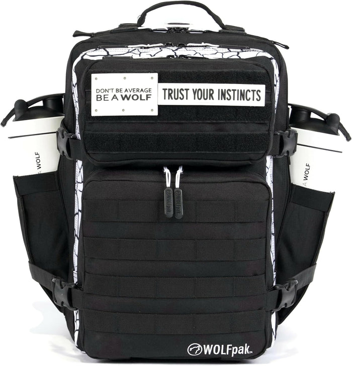 WOLFpak 35L Athletic Gym Backpack - Durable 1000D Waterproof Oxford Material with MOLLE Webbing, Laptop Pocket & Dual Cup Holders, Durable Fitness/Travel/Military Daypack (Black Neon Pink)