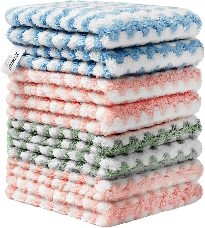 JOYMOOP Microfiber Cleaning Cloths – 18 Pack, 10" x 10", Pink – Reusable, Lint-Free, Super Absorbent Towels for Kitchen, Car, and Household Cleaning