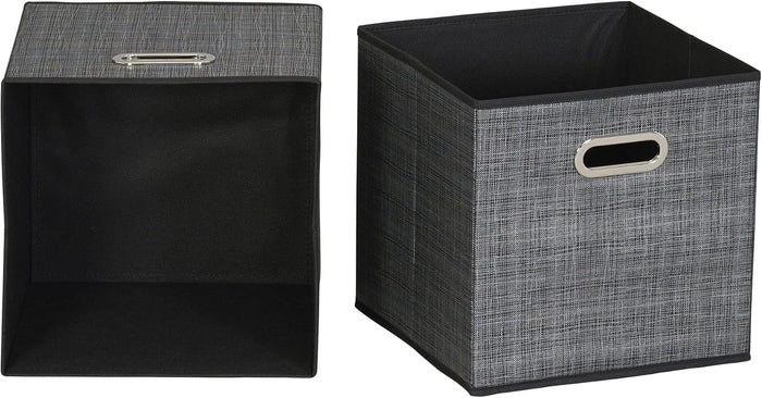 Household Essentials, Black Mix 6 Pack Fabric Storage Bins with Handle