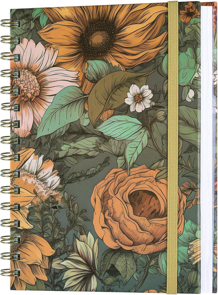 OMEYA Spiral Notebook, 4 Pack A5 Lined Journal for Women, Hardcover Spiral Journal with 2 Pockets, College Ruled Notebooks, Cute Notebook for Office, School Supplies, Gifts (160 Pages, 6.3" x 8.46")