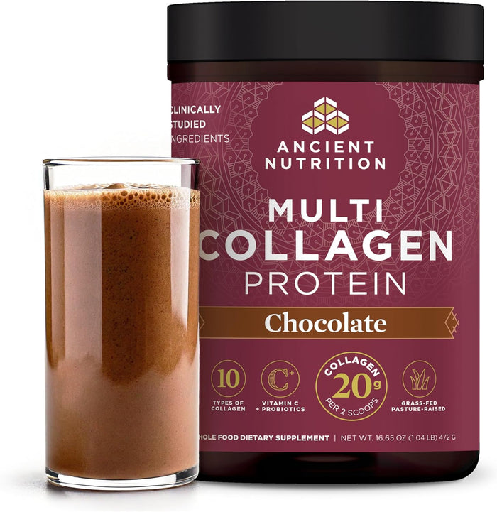 Ancient Nutrition Collagen Powder Protein with Probiotics, Unflavored Multi Collagen Protein with Vitamin C, 45 Servings, Hydrolyzed Collagen Peptides Supports Skin and Nails, Gut Health, 16oz