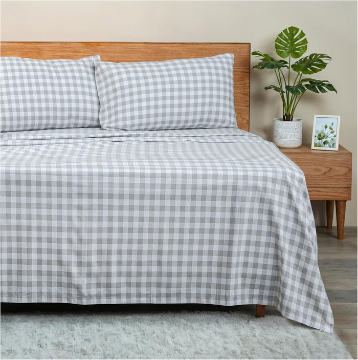 RUVANTI Flannel Sheets Full Size - GOTS Certified 100% Organic Cotton, 4 Piece Warm, Soft & Breathable Set, Deep Pocket Snug Fit, Double Brushed Cozy All Season Bedding, Reindeer Rush