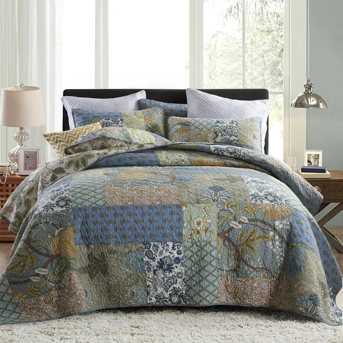 Secgo King Comforter Set for Bed - 100% Cotton Quilts Queen Size, Black Bedspreads (98 * 106 Inch) with 2 Pillow Shams, Patchwork Reversible Lightweight Bedding