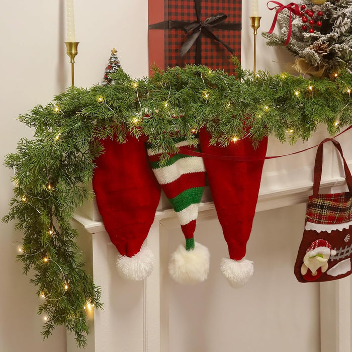 6.5Ft Christmas Norfolk Pine Garland, Real Touch Norfolk, Artificial Realistic for Holiday Mantel Fireplace Christmas Table Home Outdoor