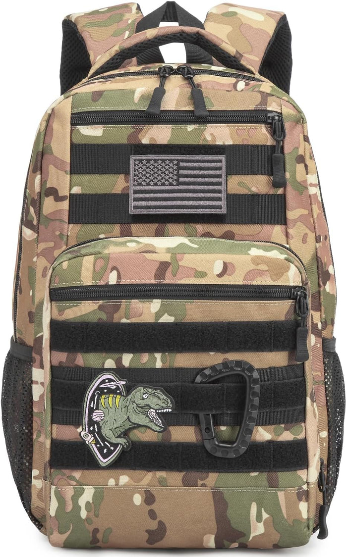Kids Tactical Backpack Army Molle Bookbag Military Boys Backpack for School, Outdoor, Camping, Black Camo