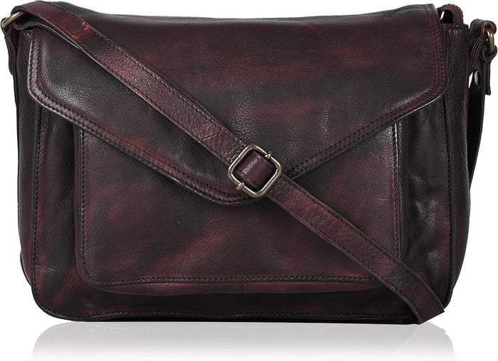Leather Flapover Crossbody Handbag Purse for Women with Adjustable Strap & Overflap Snap Closure Tote/Bag
