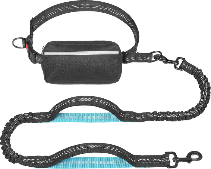 iYoShop Hands Free Dog Leash with Zipper Pouch, Dual Padded Handles and Durable Bungee for Walking, Jogging and Running Your Dog (Large, 25-120 lbs, Lavender)