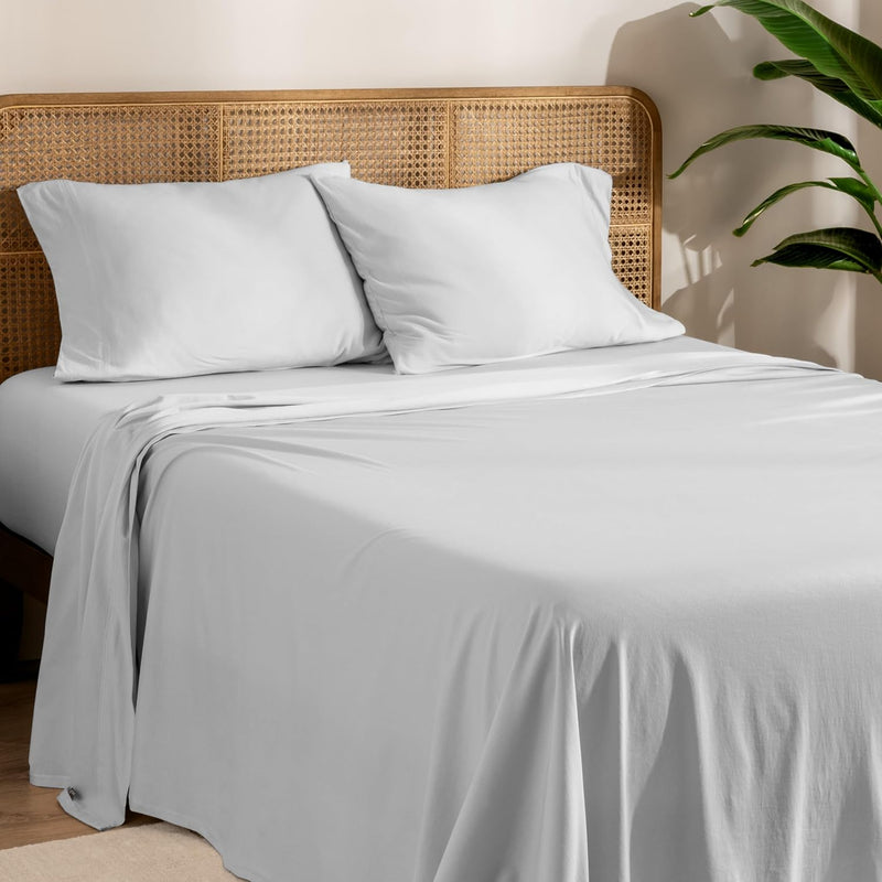 Bare Home 100% Organic Cotton Jersey Sheet Set, Ultra Soft, 100% Cotton - Sheet Set & Pillowcase - Deep Pocket Bed Sheets (Twin XL, Grey)