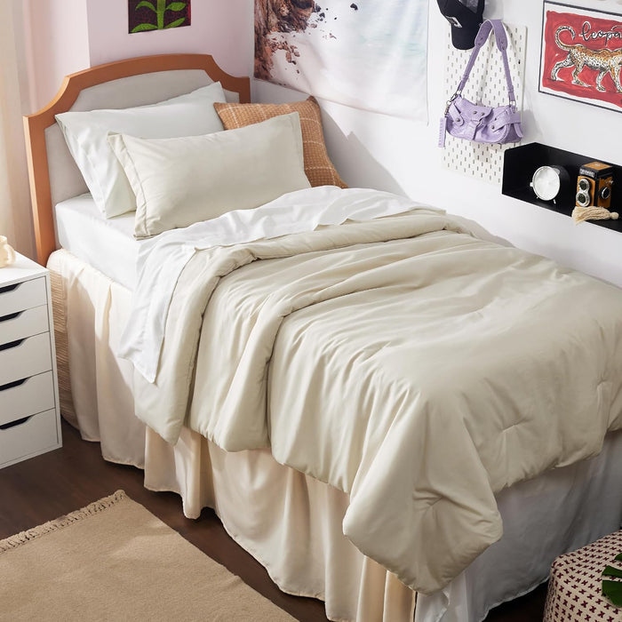 Bedsure Queen Comforter Set - 7 Pieces Grayish Blue Queen Bedding Set for All Seasons, Boho Contrasting Design Bed in a Bag with Comforter, Sheets, Pillowcases & Shams
