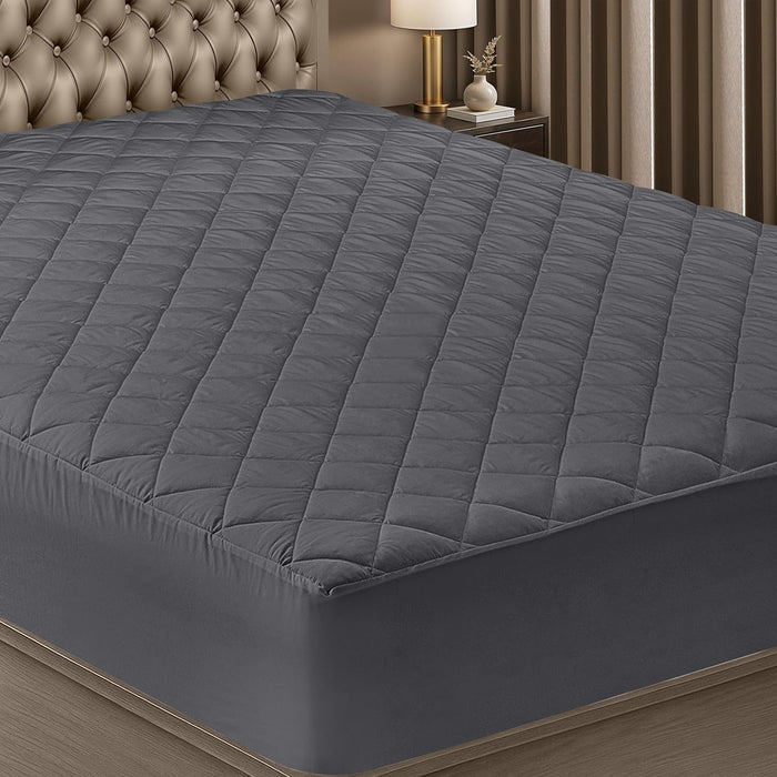 Utopia Bedding Quilted Fitted Mattress Pad, King Size, Elastic Fitted Mattress Topper Protector and Cover Stretches up to 16 Inches Deep, Machine Washable (White)