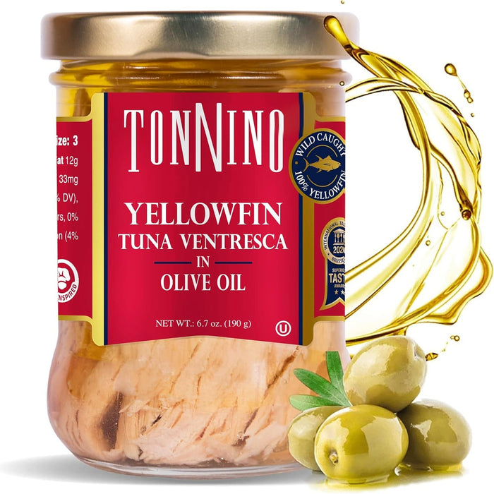Tonnino Yellowfin Tuna Fish Premium – Spring Water – Pack of 6 – Alternative to Salmon – Protein Snacks – Ready to Eat Meals