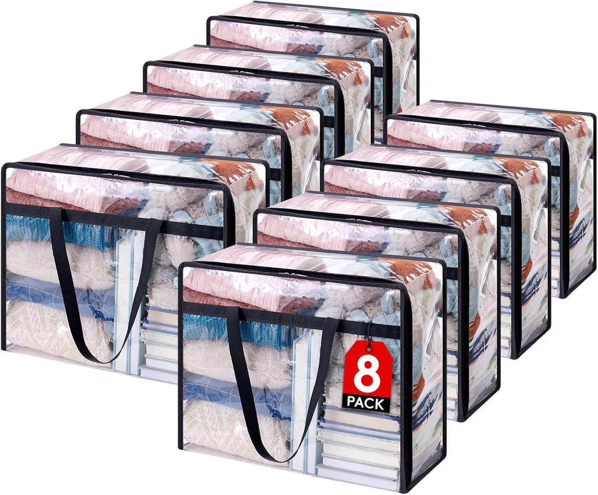 Lifewit 4 Pack Clear Clothes Storage Bags, 40L Plastic Blanket Storage Bag, Vinyl Foldable Moving Bags with Zipper, Closet Organizers and Storage Containers for Bedding, Duvet, Comforter