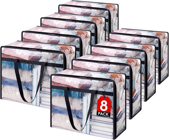 Lifewit 4 Pack Clear Clothes Storage Bags, 40L Plastic Blanket Storage Bag, Vinyl Foldable Moving Bags with Zipper, Closet Organizers and Storage Containers for Bedding, Duvet, Comforter