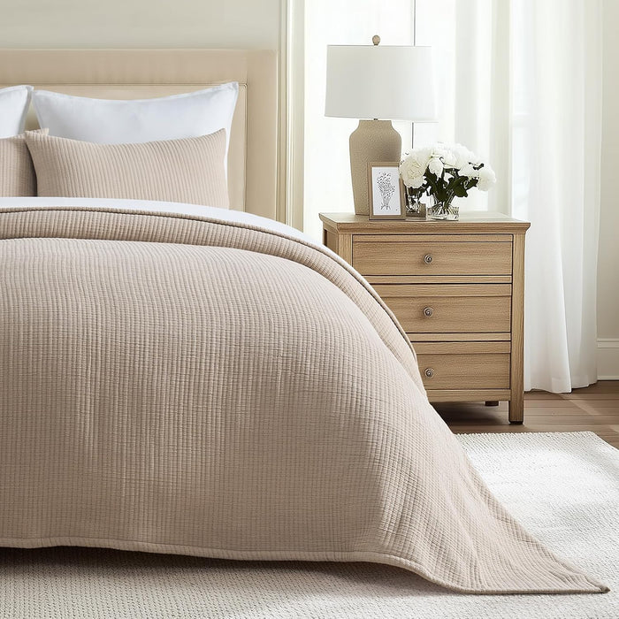 EVERGRACEHOME Cotton Gauze Full Queen Bedspread, Ultra Soft Prewashed Pick Stitch Matelassé Coverlet, Lightweight Oversized Queen Quilt Bedding Set for All Season, w/ 2 Shams, Terracotta Clay