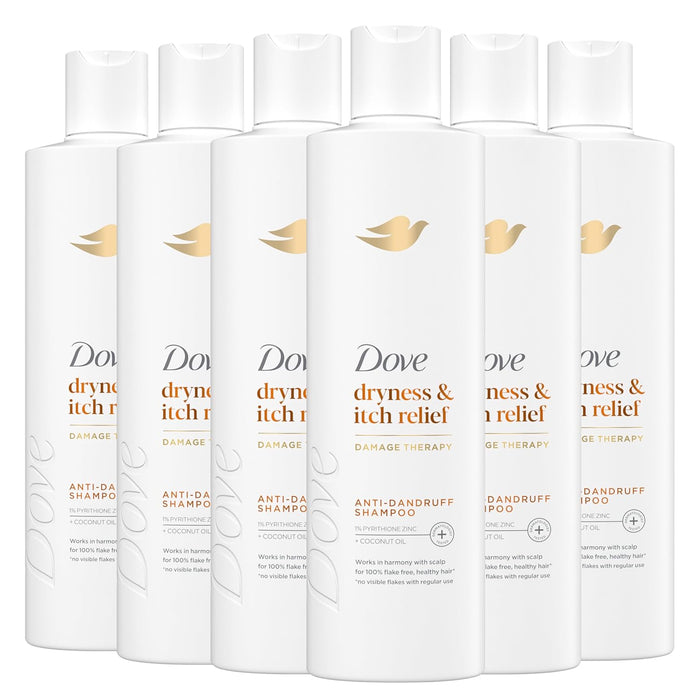 Dove Damage Therapy Derma Shampoo Dryness + Itch for Flaky Scalp with Pyrithione Zinc and Coconut Oil 12 Fl Oz