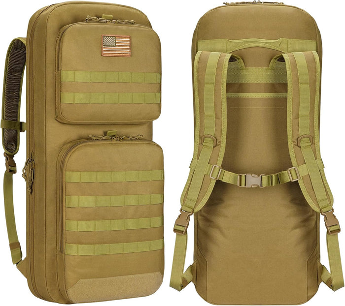CVLIFE 30" 34" Soft Rifle Case Gun Backpack, Tactical Double Rifle Backpack Gun Bag Covert Bug Out Bag, with Lockable Zipper for Hunting Shooting
